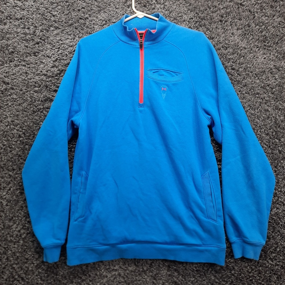 Under Armour Sweatshirt Women Medium Blue 1/4 Zip Pullover Loose Fit Fleece